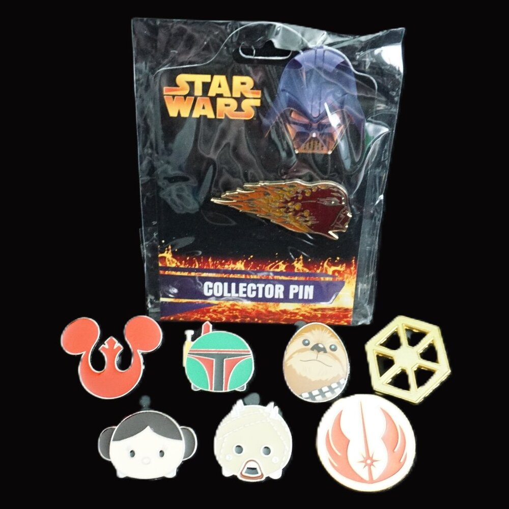 Disney Pin Trading 8 Pin Lot New Revenge of the Sith Vader Flames Plus 7 Traded